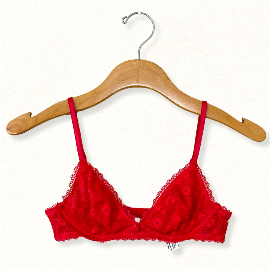 *New* Victoria’s Secret Red Floral Lace Bralette | S