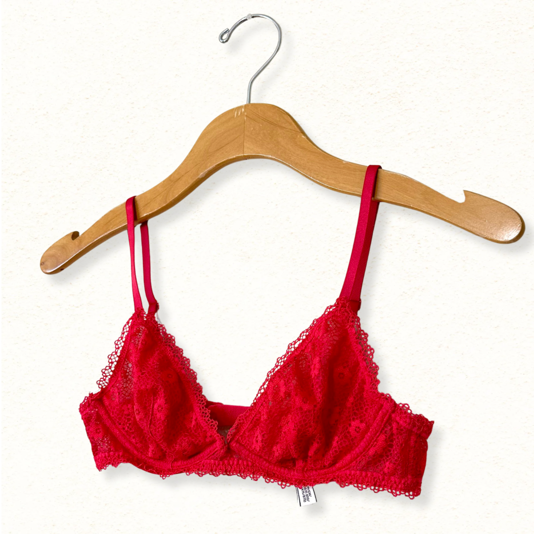 *New* Victoria’s Secret Red Floral Lace Bralette | S