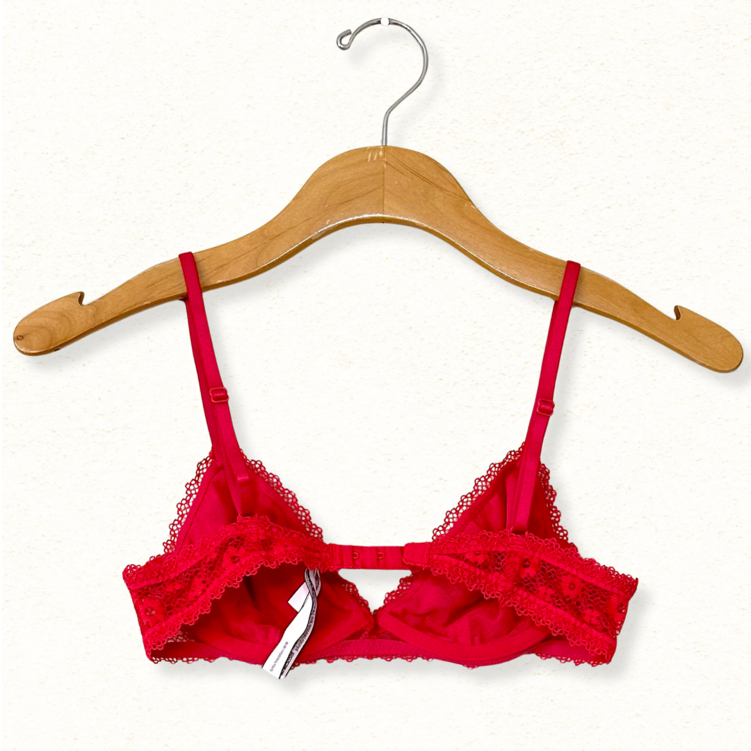 *New* Victoria’s Secret Red Floral Lace Bralette | S