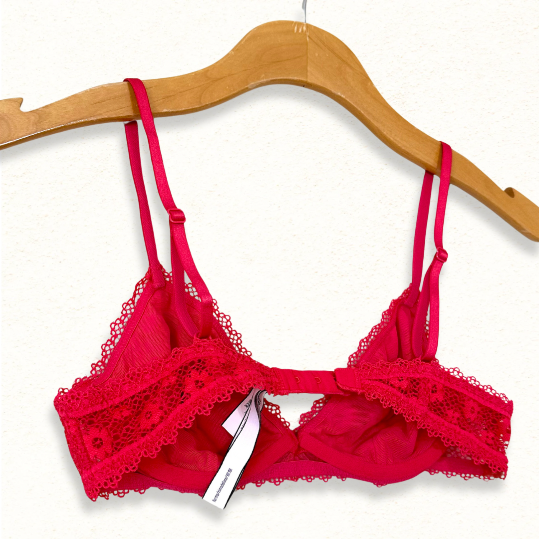 *New* Victoria’s Secret Red Floral Lace Bralette | S