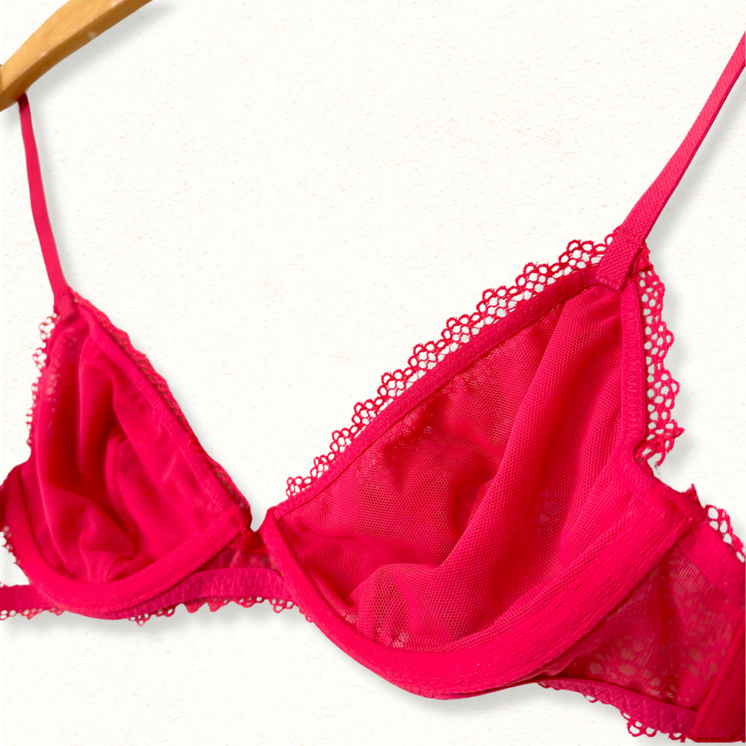 *New* Victoria’s Secret Red Floral Lace Bralette | S